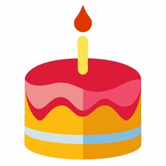 Delicious dessert cake with candle party celebration on white background