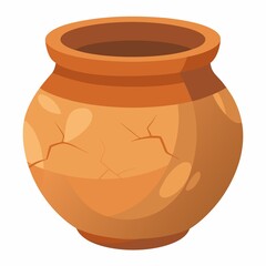 Terracotta pot clay pottery earthenware vessel design on white background