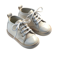 3d baby shoes with lace and shadow isolated on transparent background