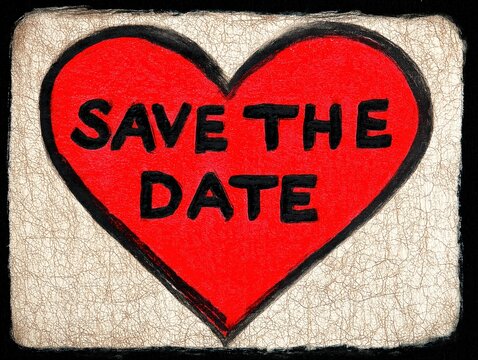 Save the date with a heart illustration for special occasions.
