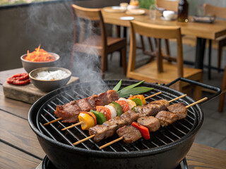 Naklejka premium shish kebab on the grill