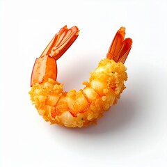 Isometric 3D Shrimp Tempura Illustration on White Background