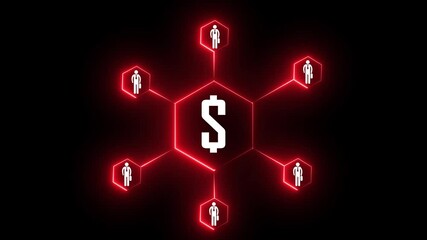 Concept of Dollar Crypto Currency Shown on Digital Neon Tech Background to Represent Blockchain, Future Money, Digital Cryptocurrency Exchange. - Powered by Adobe