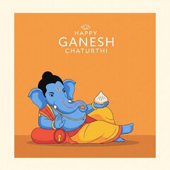 Happy ganesh chaturthi illustration featuring lord ganesha