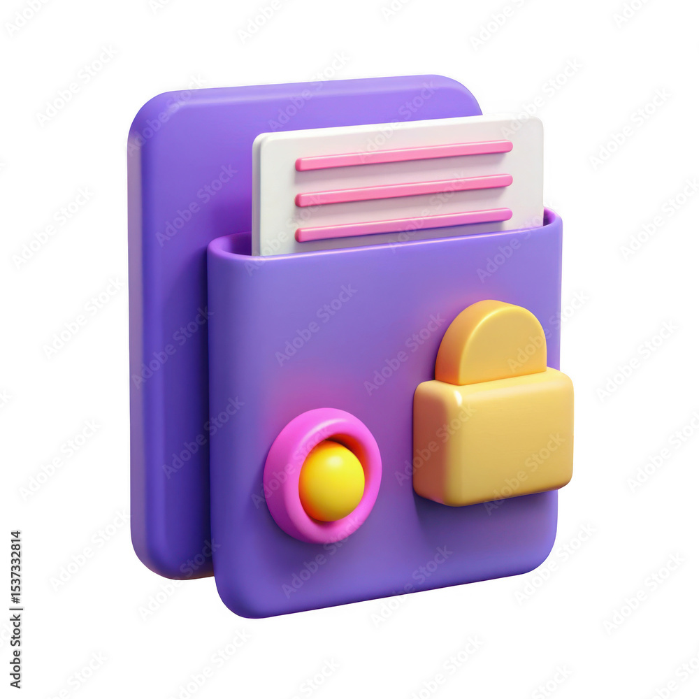 Poster 3d secure digital wallet icon isolated on transparent background