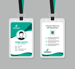 Modern Corporate ID Card Design Template with QR Code for Staff and Business Use 