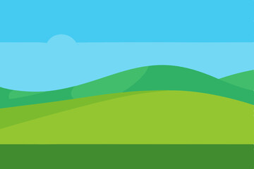 Obraz premium Serene Green Hills Landscape A Peaceful Summer Day Illustration