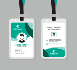 Modern Corporate ID Card Design Template with QR Code for Staff and Business Use 