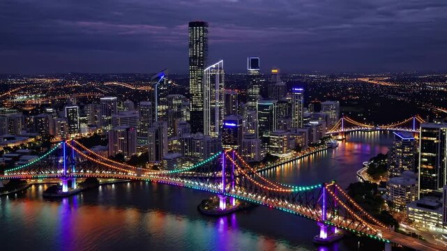 Night Panorama of Brisbane Bridges