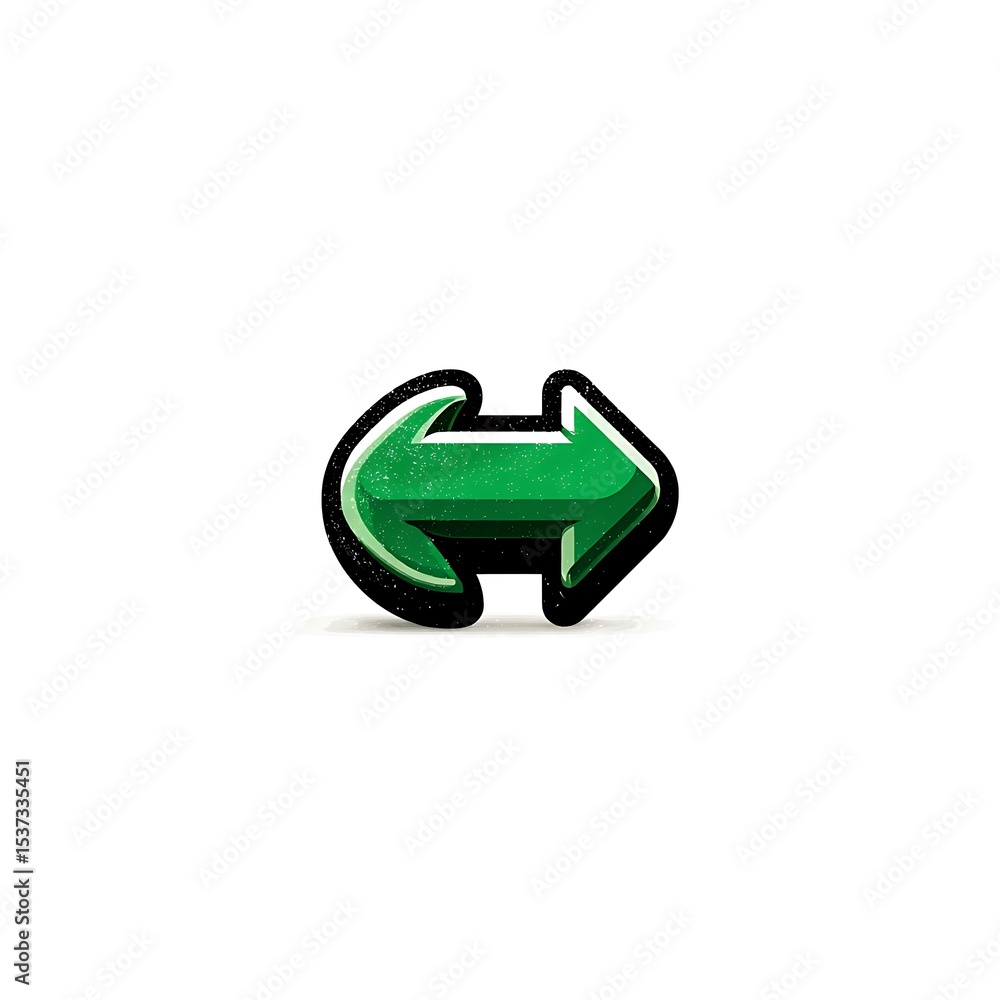 Poster glossy green arrow pointing in both directions, a navigation aid for web design and user interface.