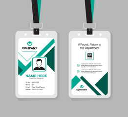 Modern Corporate ID Card Design Template with QR Code for Staff and Business Use 
