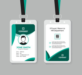 Modern Corporate ID Card Design Template with QR Code for Staff and Business Use 
