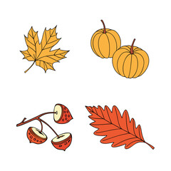 set of autumn leaves