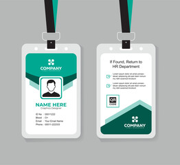 Modern Corporate ID Card Design Template with QR Code for Staff and Business Use 