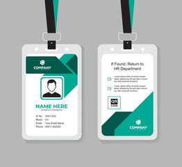 Modern Corporate ID Card Design Template with QR Code for Staff and Business Use 