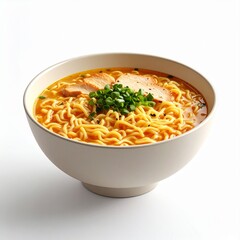 Isometric 3D Bowl of Ramen Illustration on White Background