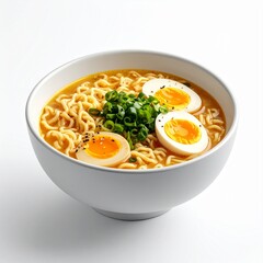 Isometric 3D Bowl of Ramen Illustration on White Background