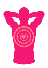 cible homme humain coeur main derriere la tete