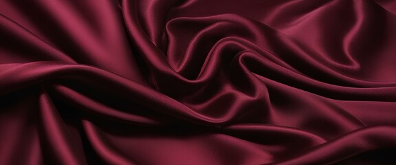 Burgundy satin fabric close up