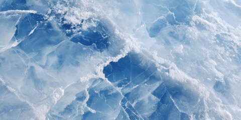 Obraz premium Frozen Lake Baikal Ice With Snow, Representing Winter Beauty and Environmental Awareness