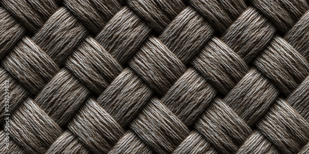 Poster Braided Rope Texture in Macro View, Ideal for Backgrounds and Demonstrating Strength and Interconnection