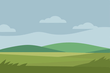 Fototapeta premium Serene Landscape Rolling Green Hills Under a Calm Sky