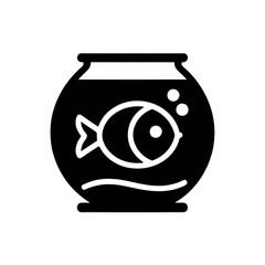 Fish Bowl Icon – Aquarium Vector Silhouette, Pet Fish Symbol Design