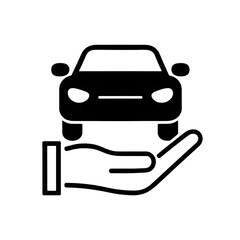 Car Insurance Icon – Vehicle Protection Vector with Hand Symbol