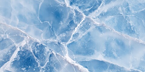 Macro View of Light Blue Ice Texture, Illustrating Cold Weather and Winter Backgrounds