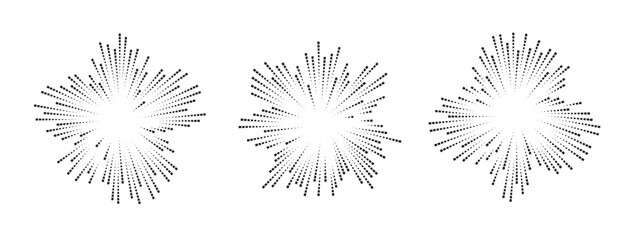 Abstract representation of sound waves in circular patterns. Three distinct waveforms radiate outward, symbolizing music and sound dynamics. Vector.