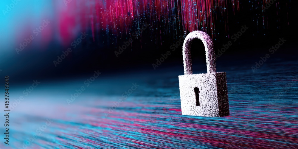 Aufkleber Padlock Symbolizing Digital Security and Data Protection With Abstract Lines, Representing Cybersecurity