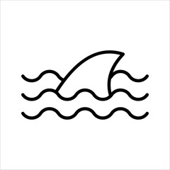 shark fin Icon Symbol isolated white background. vector illustration. color editable.