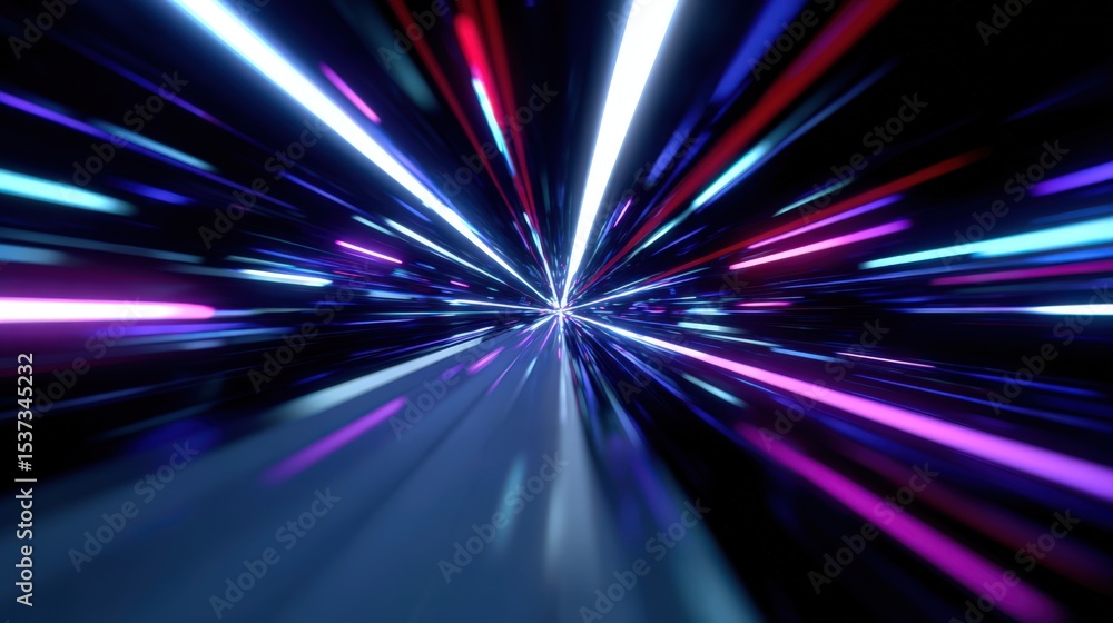 Aufkleber abstract light streaks in tunnel, representing high speed data transfer and technology innovation