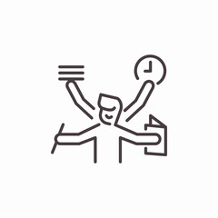 multitasking person working icon sign vector