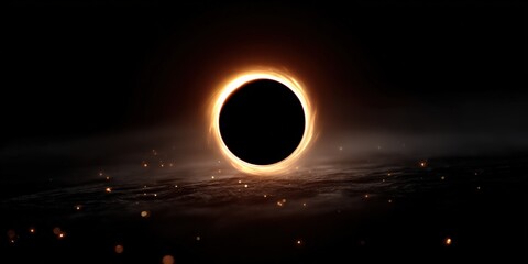 Obraz premium Dramatic Black Hole With Glowing Ring Against Dark Background, Representing Scientific Exploration