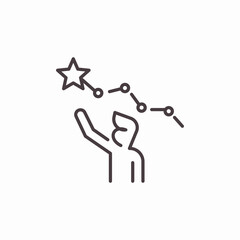 person reaching for star icon sign vector