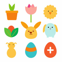 Naklejka premium easter set of icon vector illustration