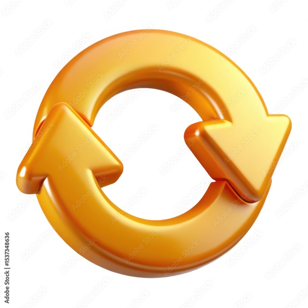 Poster amber circular arrows 3 d render rotating cycle symbol