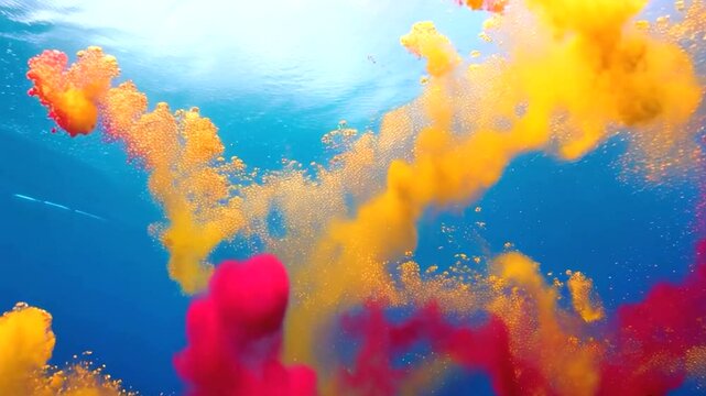 abstract watercolour smoke, colorful smoke in sky with blue background