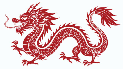 Red dragon silhouette on white background