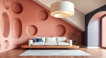 Modern Living Room with Unique Wall Design