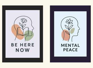 Mental Health Quote Poster Set Be Here Now n Mental Peace