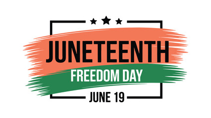 Obraz premium juneteenth freedom day banner with red, green, and black brushstrokes, stars, and bold typography commemorating june 19 celebration