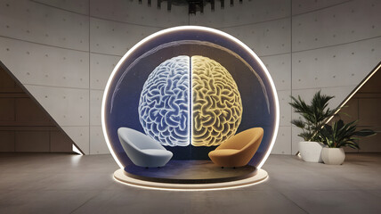 A virtual idea incubator pod with brainwave-responsive surface that changes texture based on creativity levels, innovation hub design, surreal business thinking concept