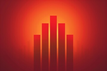 Fototapeta premium Minimalistic red background with vertical orange bars, geometric design