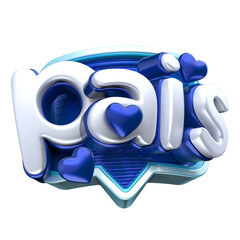 PAIS SELO 3D COM CORAÇÃO AZUL 