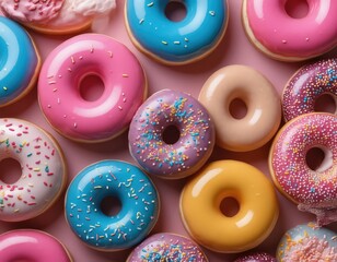 colorful donuts isolated on pink