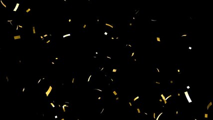 Shiny Metallic Gold Confetti Burst No Blur Crisp Edges on Black Background from Center Bottom Edge Quick Animation Looping Isolated Key Out 4K 30fps - Powered by Adobe