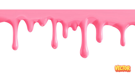 Vector realistic isolated pink donut glaze on white background.