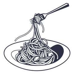 silhouette spaghetti on white background